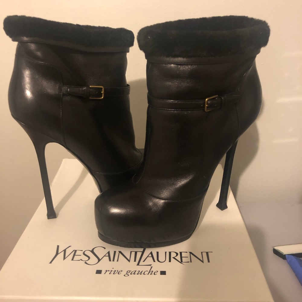 Saint Laurent Tribute Ysl Shearling Leather 40